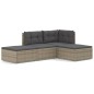vidaXL Set de muebles de jardín 4 pzas y cojines ratán sintético gris