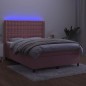 vidaXL Cama box spring colchón y LED terciopelo rosa 140x190 cm vidaXL Cama box spring colchón y LED terciopelo rosa 140x190 cm