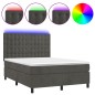 vidaXL Cama box spring colchón y LED terciopelo gris oscuro 140x190 cm vidaXL Cama box spring colchón y LED terciopelo gris oscuro 140x190 cm