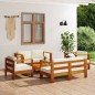 vidaXL Muebles de jardín madera maciza 5 pzas con cojines blanco crema vidaXL Muebles de jardín madera maciza 5 pzas con cojines blanco crema