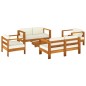 vidaXL Muebles de jardín madera maciza 5 pzas con cojines blanco crema vidaXL Muebles de jardín madera maciza 5 pzas con cojines blanco crema