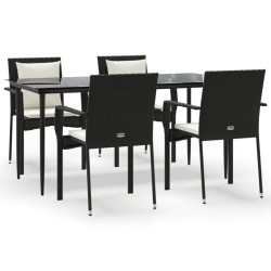 vidaXL Set de muebles jardín 5 pzas con cojines ratán sintético negro