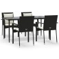 vidaXL Set de muebles jardín 5 pzas con cojines ratán sintético negro