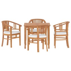 vidaXL Juego de comedor para jardín 5 piezas madera maciza de teca