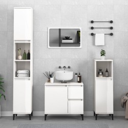 vidaXL Set de muebles baño 3 pzas madera contrachapada blanco brillo