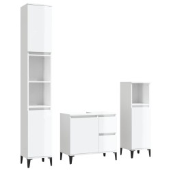 vidaXL Set de muebles baño 3 pzas madera contrachapada blanco brillo