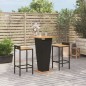 vidaXL Mesa bar y taburetes jardín 3 pzas madera acacia ratán PE negro vidaXL Mesa bar y taburetes jardín 3 pzas madera acacia ratán PE negro