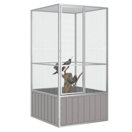 vidaXL Jaula de pájaros acero galvanizado gris 111x107x211,5 cm