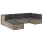 vidaXL Set de muebles de jardín 7 pzas y cojines ratán sintético gris vidaXL Set de muebles de jardín 7 pzas y cojines ratán sintético gris