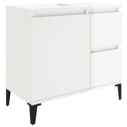 vidaXL Armario de baño madera contrachapada blanco brillo 65x33x60 cm