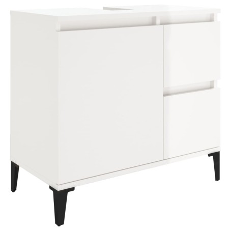 vidaXL Armario de baño madera contrachapada blanco brillo 65x33x60 cm