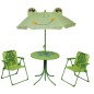 vidaXL Set mesa y sillas de jardín infantil 3 pzas con sombrilla verde vidaXL Set mesa y sillas de jardín infantil 3 pzas con sombrilla verde