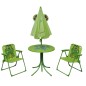 vidaXL Set mesa y sillas de jardín infantil 3 pzas con sombrilla verde vidaXL Set mesa y sillas de jardín infantil 3 pzas con sombrilla verde