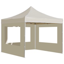 vidaXL Carpa plegable profesional con paredes aluminio crema 3x3 m