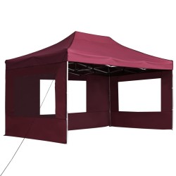 vidaXL Carpa plegable profesional y paredes aluminio rojo tinto 4,5x3m