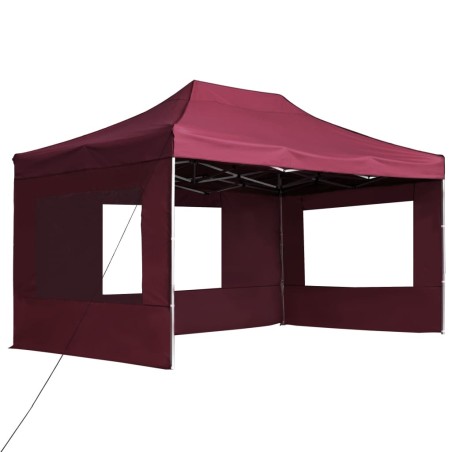 vidaXL Carpa plegable profesional y paredes aluminio rojo tinto 4,5x3m
