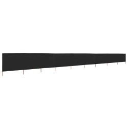 vidaXL Paravientos de playa de 9 paneles tela negro 1200x80 cm