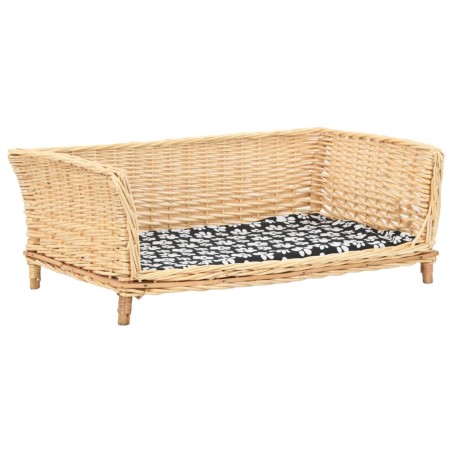 vidaXL Cesta para perros con cojín sauce natural 90x54x35 cm