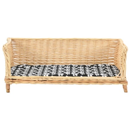 vidaXL Cesta para perros con cojín sauce natural 90x54x35 cm