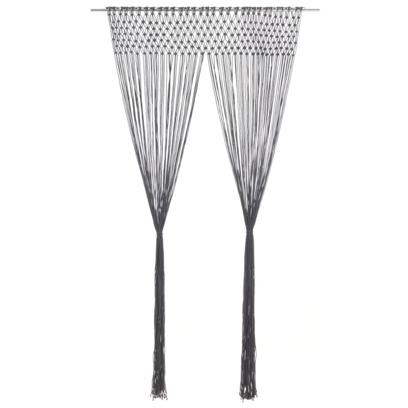 vidaXL Cortina de macramé algodón gris antracita 140x240 cm vidaXL Cortina de macramé algodón gris antracita 140x240 cm