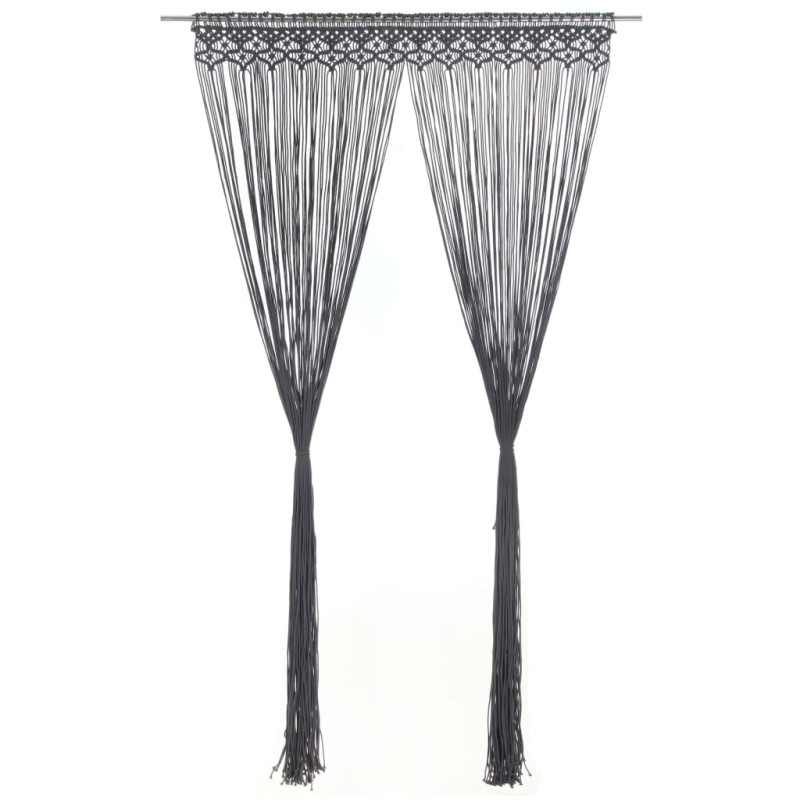 vidaXL Cortina de macramé algodón gris antracita 140x240 cm vidaXL Cortina de macramé algodón gris antracita 140x240 cm