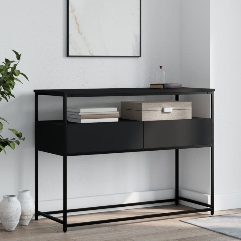 vidaXL Mesa consola madera de ingeniería negra 100x40x75 cm vidaXL Mesa consola madera de ingeniería negra 100x40x75 cm