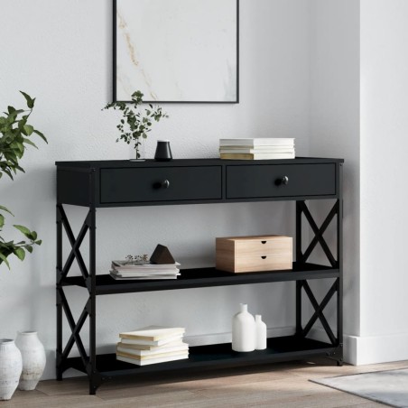 vidaXL Mesa consola madera de ingeniería negra 100x28x75 cm