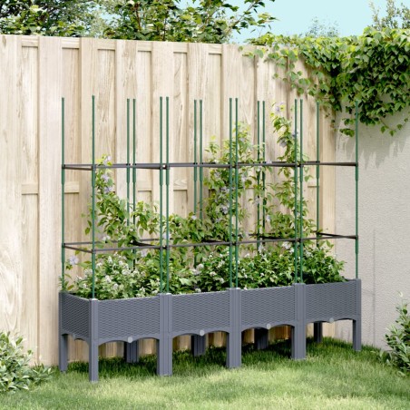 vidaXL Jardinera con enrejado PP gris 160x40x142,5 cm