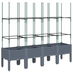 vidaXL Jardinera con enrejado PP gris 160x40x142,5 cm