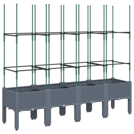 vidaXL Jardinera con enrejado PP gris 160x40x142,5 cm
