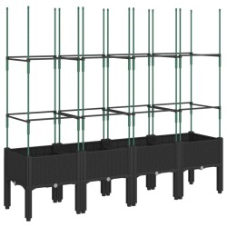 vidaXL Jardinera con enrejado PP negro 160x40x142,5 cm