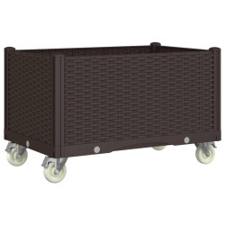 vidaXL Jardinera con ruedas PP marrón 80x50x54 cm