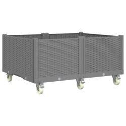 vidaXL Jardinera con ruedas PP gris claro 100x80x54 cm