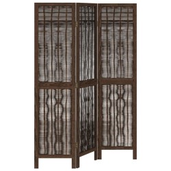 vidaXL Biombo separador de 3 paneles madera paulownia marrón oscuro