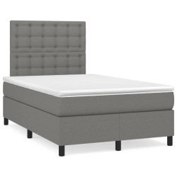 vidaXL Cama box spring con colchón y LED tela marrón oscuro 120x190 cm