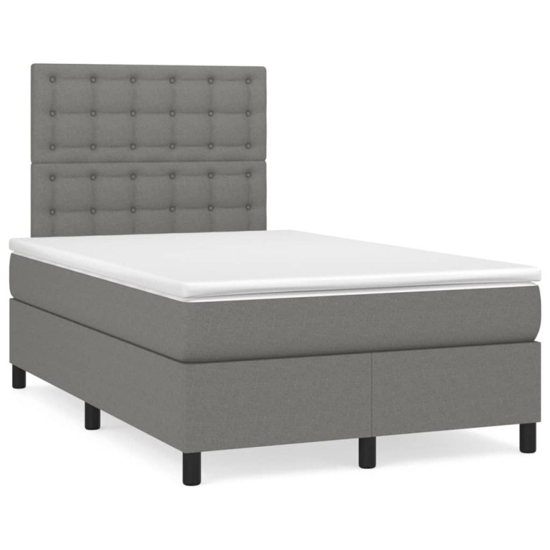 vidaXL Cama box spring con colchón y LED tela marrón oscuro 120x190 cm vidaXL Cama box spring con colchón y LED tela marrón oscuro 120x190 cm