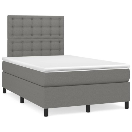 vidaXL Cama box spring con colchón y LED tela marrón oscuro 120x190 cm