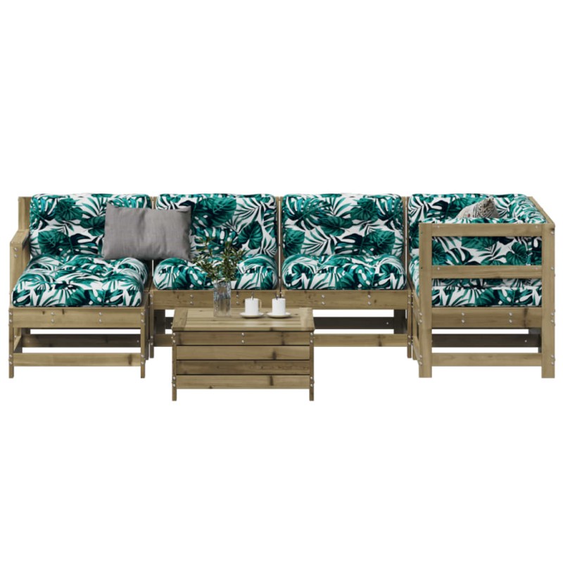 vidaXL Juego de muebles jardín 7 pzas y cojines madera pino impregnada vidaXL Juego de muebles jardín 7 pzas y cojines madera pino impregnada