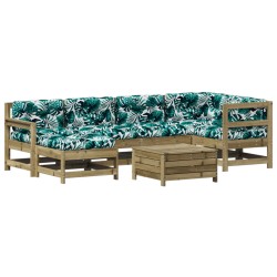 vidaXL Juego de muebles jardín 7 pzas y cojines madera pino impregnada