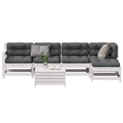 vidaXL Set muebles jardín 6 pzas con cojines madera maciza pino blanco