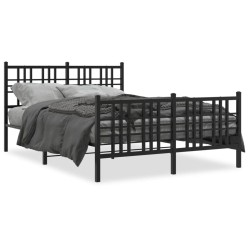 vidaXL Estructura de cama con cabecero y pie metal negro 120x190 cm