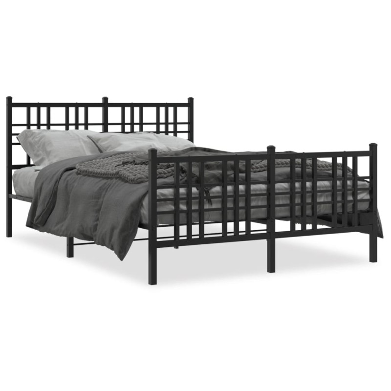 vidaXL Estructura de cama con cabecero y pie metal negro 120x190 cm