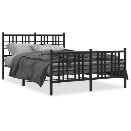 vidaXL Estructura de cama con cabecero y pie metal negro 120x190 cm