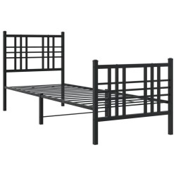 vidaXL Estructura de cama con cabecero y estribo metal negro 75x190 cm