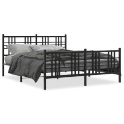 vidaXL Estructura de cama cabecero y estribo metal negro 160x200 cm