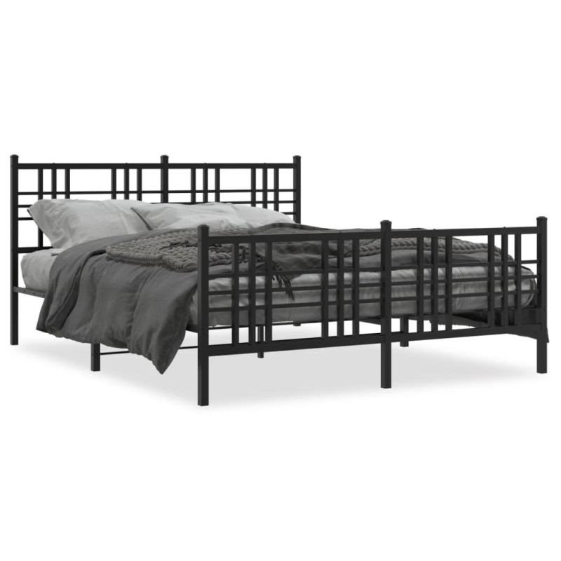 vidaXL Estructura de cama cabecero y estribo metal negro 160x200 cm