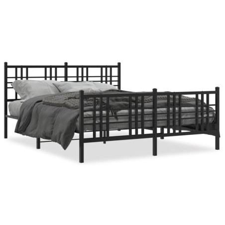 vidaXL Estructura de cama cabecero y estribo metal negro 160x200 cm