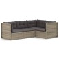 vidaXL Set de muebles de jardín 4 pzas y cojines ratán sintético gris vidaXL Set de muebles de jardín 4 pzas y cojines ratán sintético gris