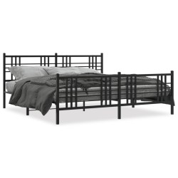 vidaXL Estructura de cama cabecero y estribo metal negro 183x213 cm