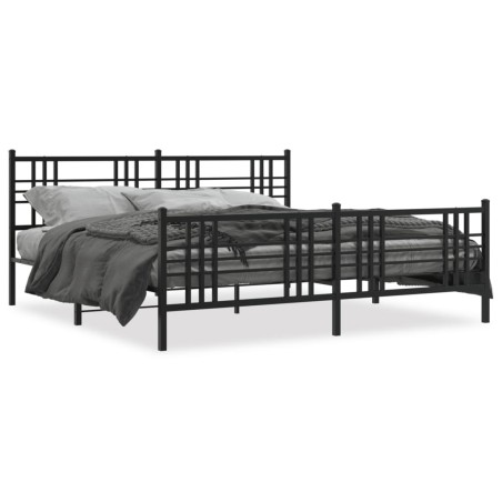 vidaXL Estructura de cama cabecero y estribo metal negro 183x213 cm